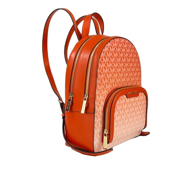 NEW Michael Kors Jaycee Medium Zip Pocket Backpack Bag Red Clay Shoulder